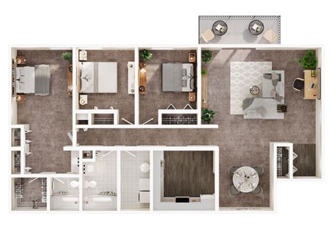 Floor plan for 3 beds, 2 baths, 1725 sqft
